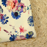 Jersey viscose imprimé un air floral fond crème