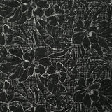 Lainage bouclette brodé esquisse florale fond noir
