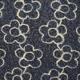 Lainage bouclette fantaisie fleurs fond gris bleuté