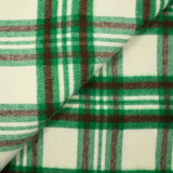 Lainage polyester brossé à carreaux vert et marron fond écru