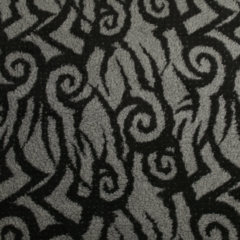 Lainage polyester sherpa tourbillon noir et gris