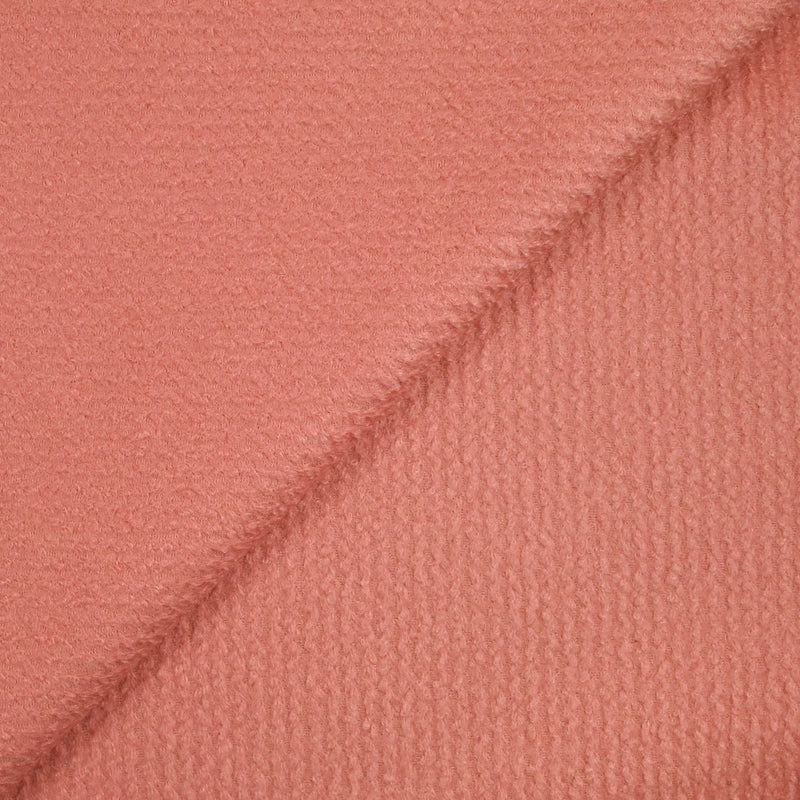 Laine mélangée bouclette rayée ton sur ton rose corail