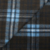 Laine mélangée brossée à carreaux bleu ciel fond marron