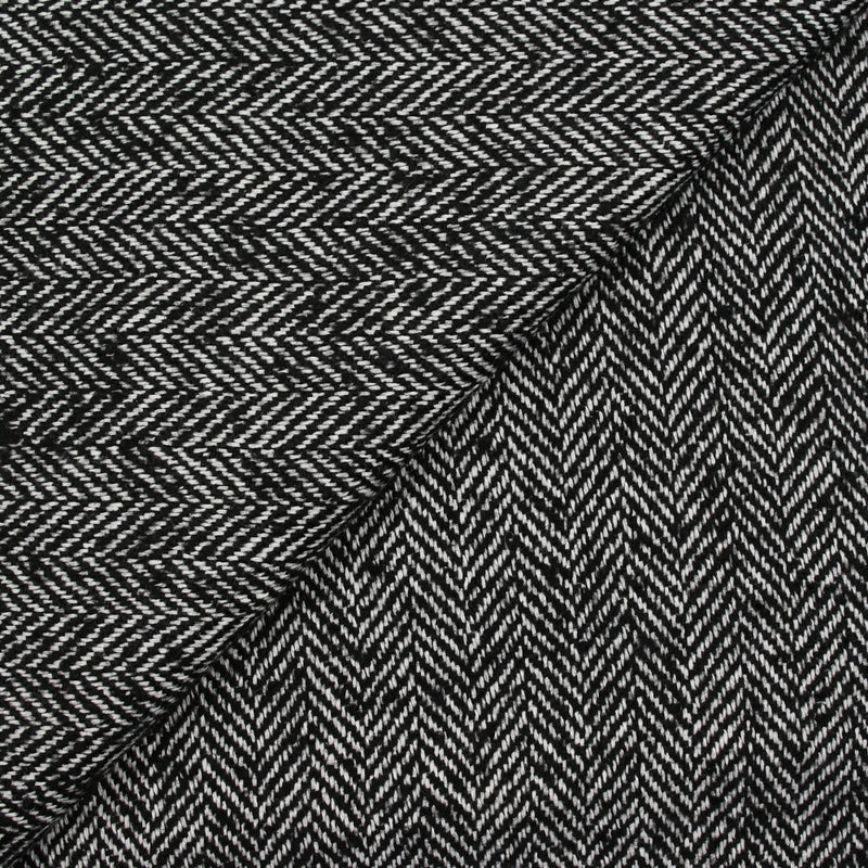 Laine mélangée chevrons 25mm noir et blanc