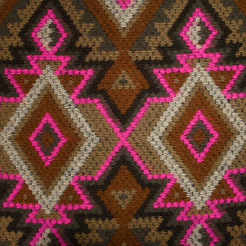 Laine mélangée fantaisie aztèque marron et magenta fluo