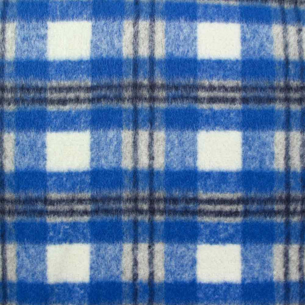 Laine mélangée peignée à carreaux bleu roi
