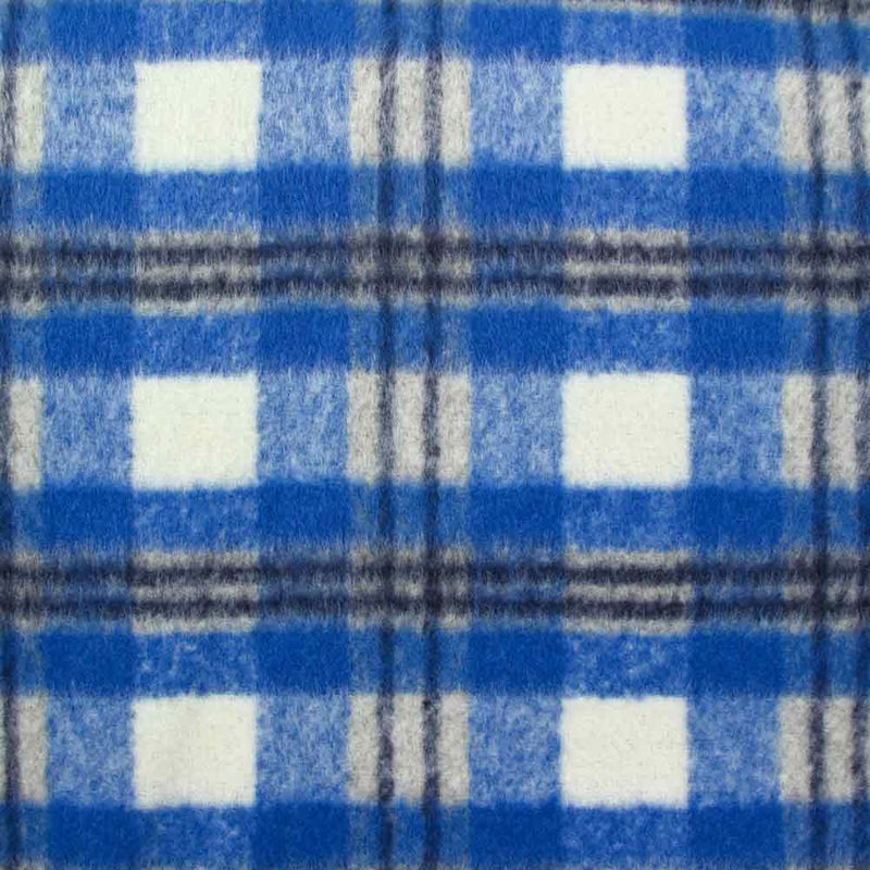 Laine mélangée peignée à carreaux bleu roi