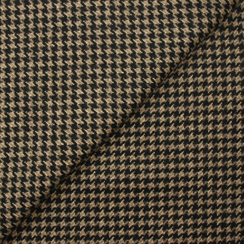 Laine mélangée pied-de-poule marron, beige et noir