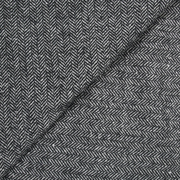 Laine mélangée sequin argent et chevron gris et noir
