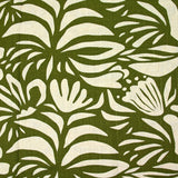 Lin viscose imprimé voyage botanique fond vert