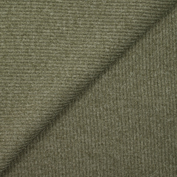 Maille côtelée chinée polyviscose Enola kaki