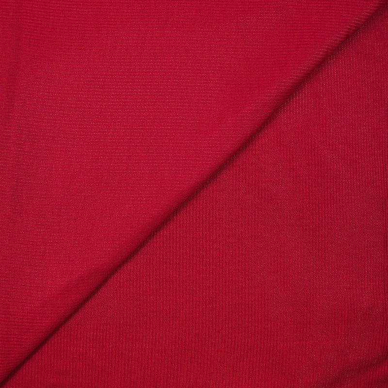 Maille côtelée polyester fine rouge