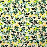 Maille crêpe imprimée jardin botanique vert fond écru