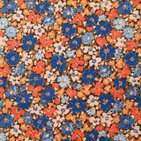 Maille crêpe imprimée jolie fleur fond marron