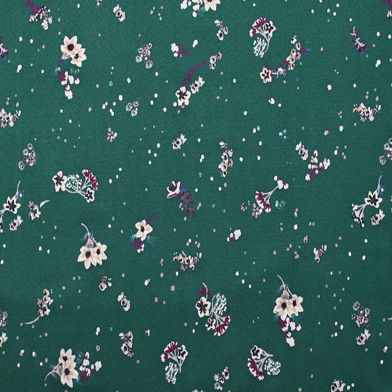 Maille crêpe imprimée petites fleurs fond canard