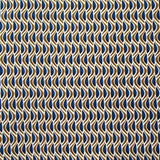 Maille crêpe imprimée vague bleu et marron fond écru