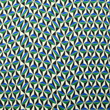 Maille crêpe imprimée vert et bleu graphique