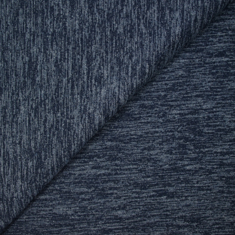 Maille de polyester chinée bleu marine