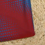 Maille de viscose fantaisie chevron à pois rouge et bleu