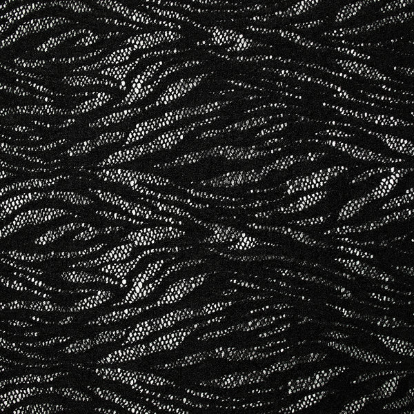 Maille dentelle ajourée feuillage fond noir