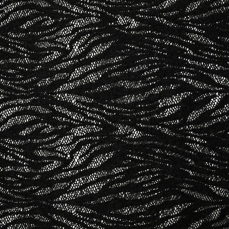 Maille dentelle ajourée feuillage fond noir