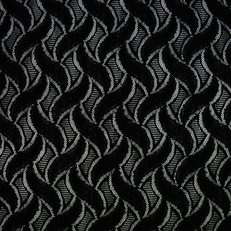 Maille dentelle ajourée feuillage noire