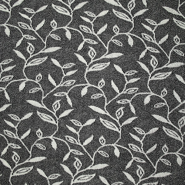 Maille dentelle ajourée motif végétal blanc fond noir