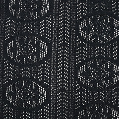 Maille dentelle effet crochet polyester bande encerclée noir