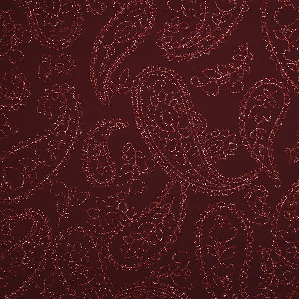 Maille fine cachemire flocage paillette fond bordeaux