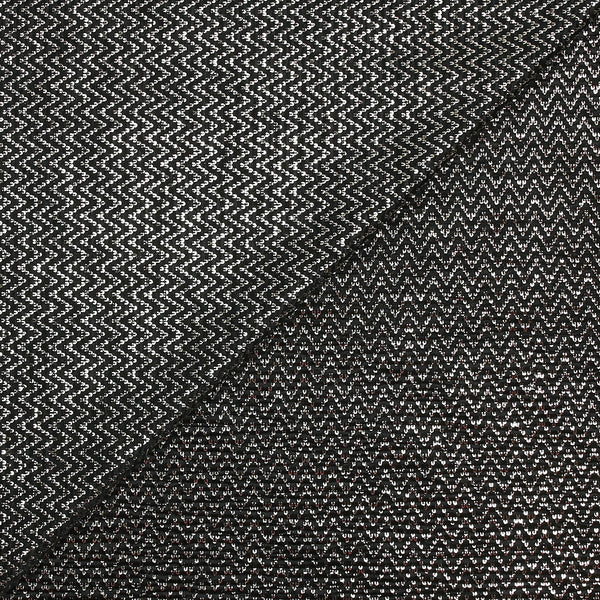 Maille fine chevrons argentés fond noir