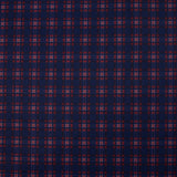 Maille fine imprimée à carreaux rouge fond marine