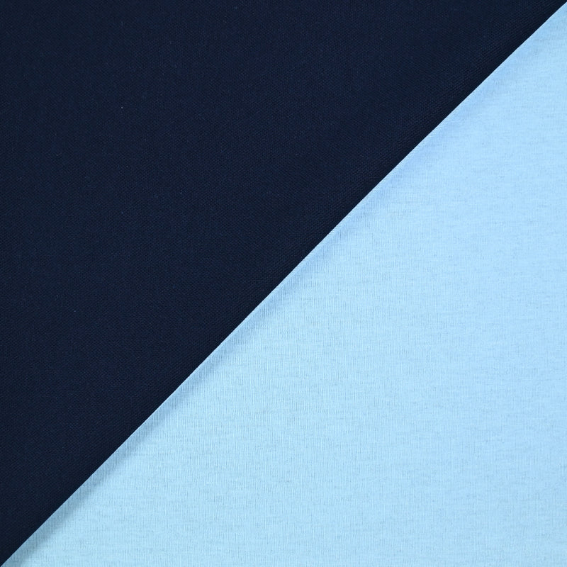 Maille polo bleu marine double face jersey bleu ciel