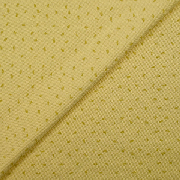 Maille polo coton imprimée sésame et lettres fond jaune