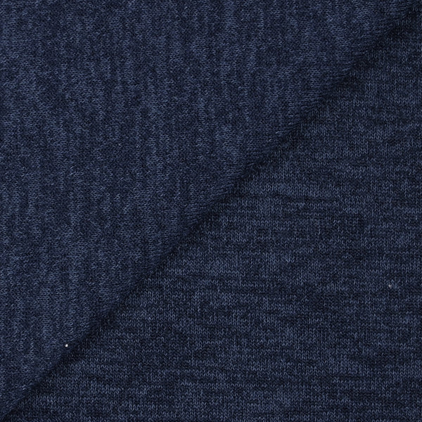 Maille polyester chinée bleu foncé