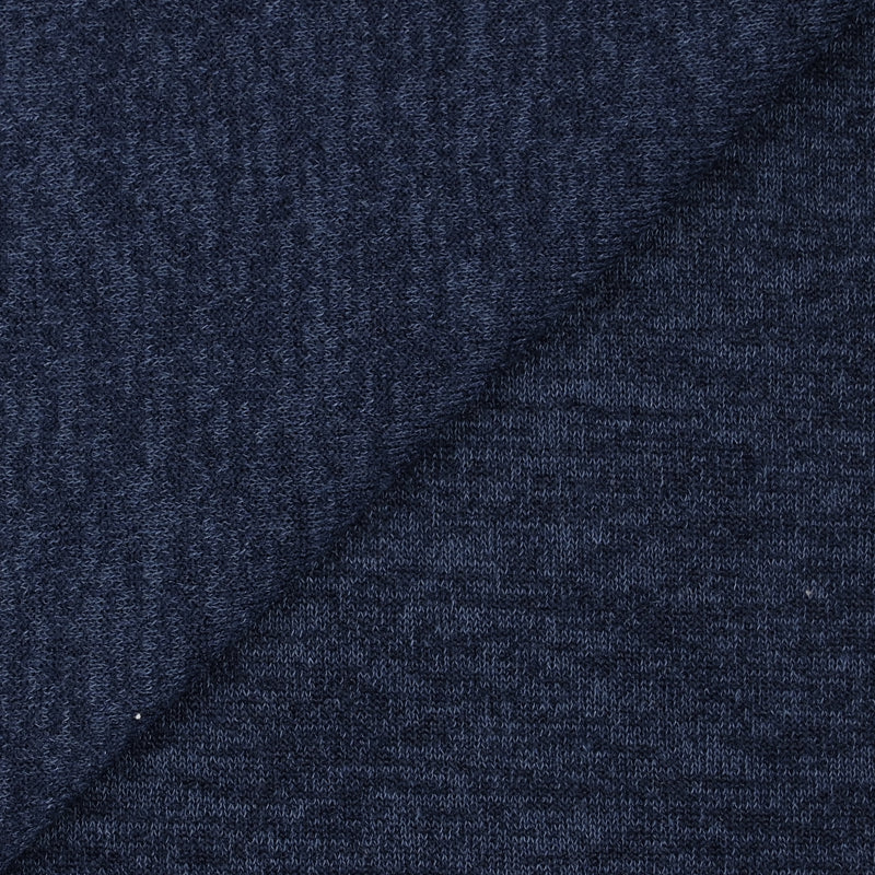 Maille polyester chinée bleu foncé