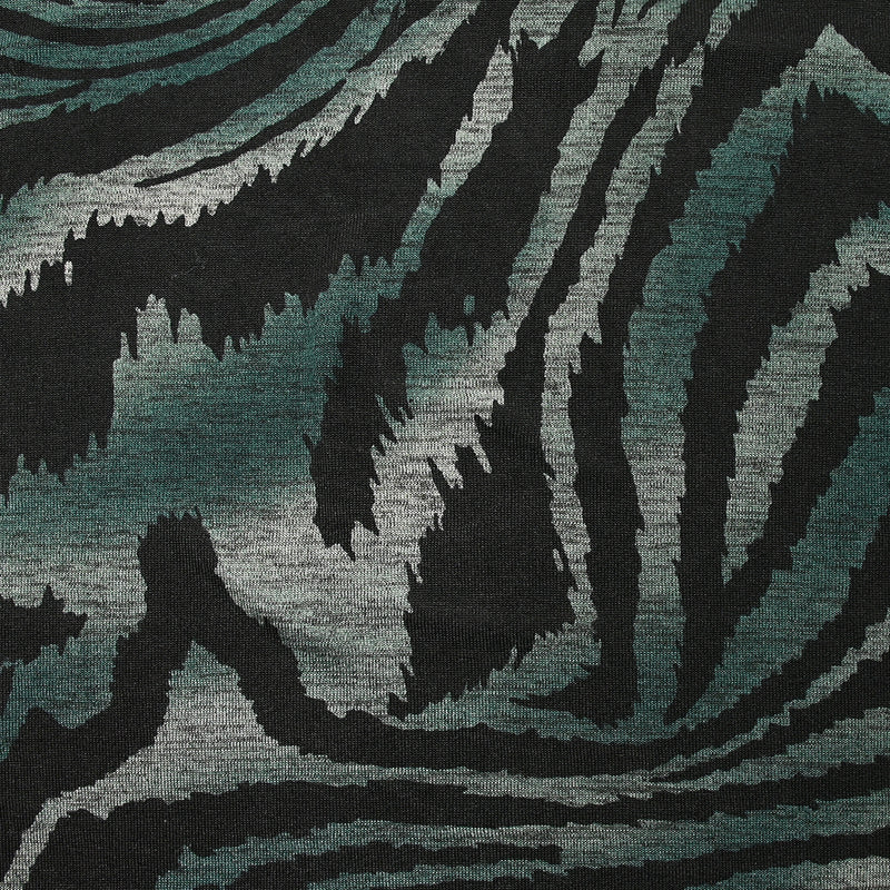 Maille polyester imprimée thème animal pétrole fond chiné
