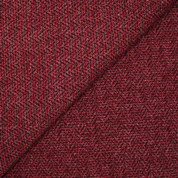 Maille tricot chevrons métallisée doré fond framboise