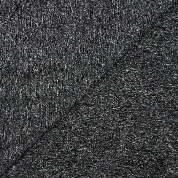 Maille tricot polyester chinée gris anthracite