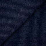 Maille tricot polyester chinée rayée noir et bleu