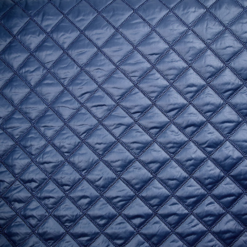 Matelassé polyester carreaux bleu marine