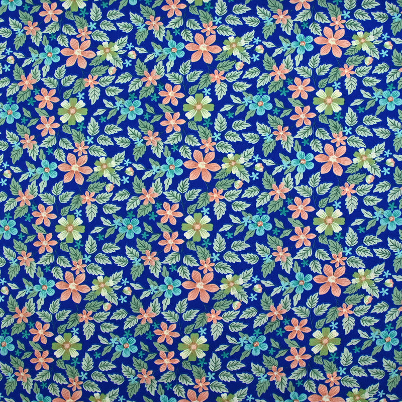 Microfibre imprimée Dakota fond bleu roi