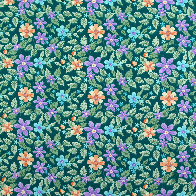 Microfibre imprimée Dakota fond turquoise foncé