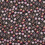 Microfibre imprimée envole-toi violet et rouge fond noir