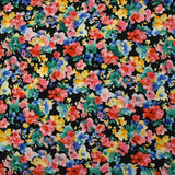 Microfibre imprimée polyester fleurs Nadège fond noir