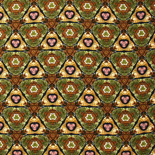Microfibre imprimée polyester Zuberi kaki et marron