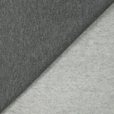 Molleton de coton french terry doux gris foncé envers blanc