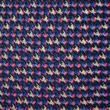 Mousseline crinkle imprimée pied-de-poule bleu et rose