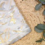 Mousseline de Soie dévorée Tlija or et argent fond blanc cassé