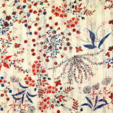 Mousseline imprimée bande satin Églantine fond écru