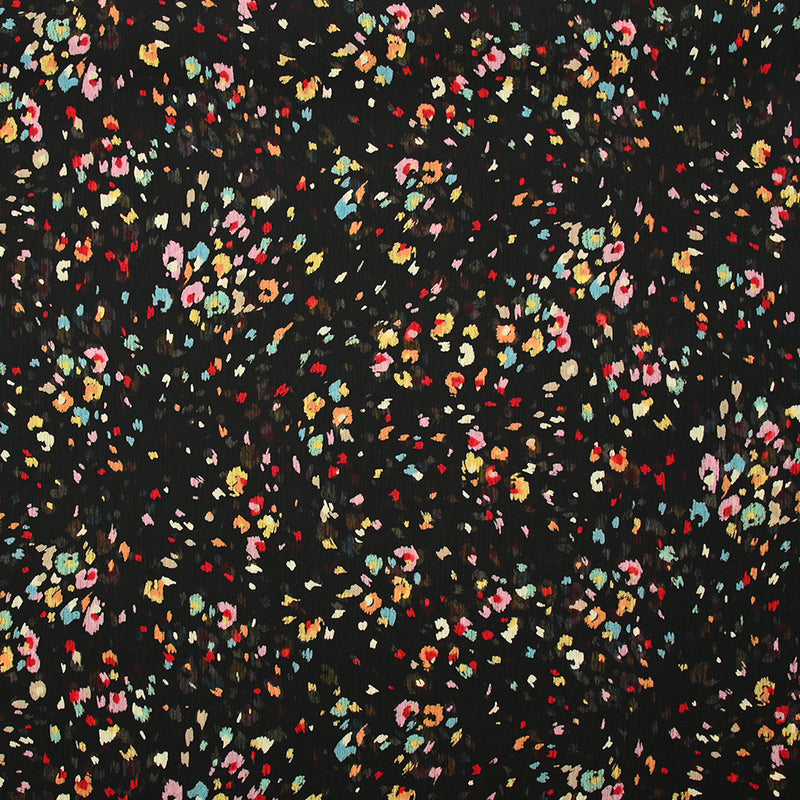 Mousseline imprimée crinkle confettis fond noir